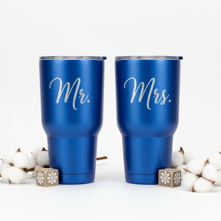 Matching Mr. and Mrs. Tumblers – Blue