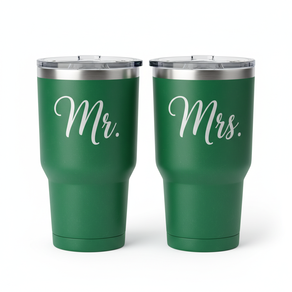 Matching Mr. and Mrs. Tumblers – Green