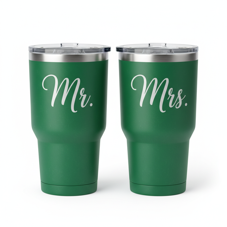 Matching Mr. and Mrs. Tumblers – Green