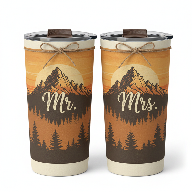 Matching Mr. and Mrs. Tumblers – Mountain Print