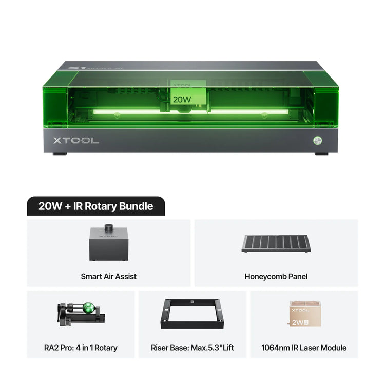 xTool S1 + 1064nm IR Laser Kit: Enclosed Diode Laser Engraver & Cutter xTool