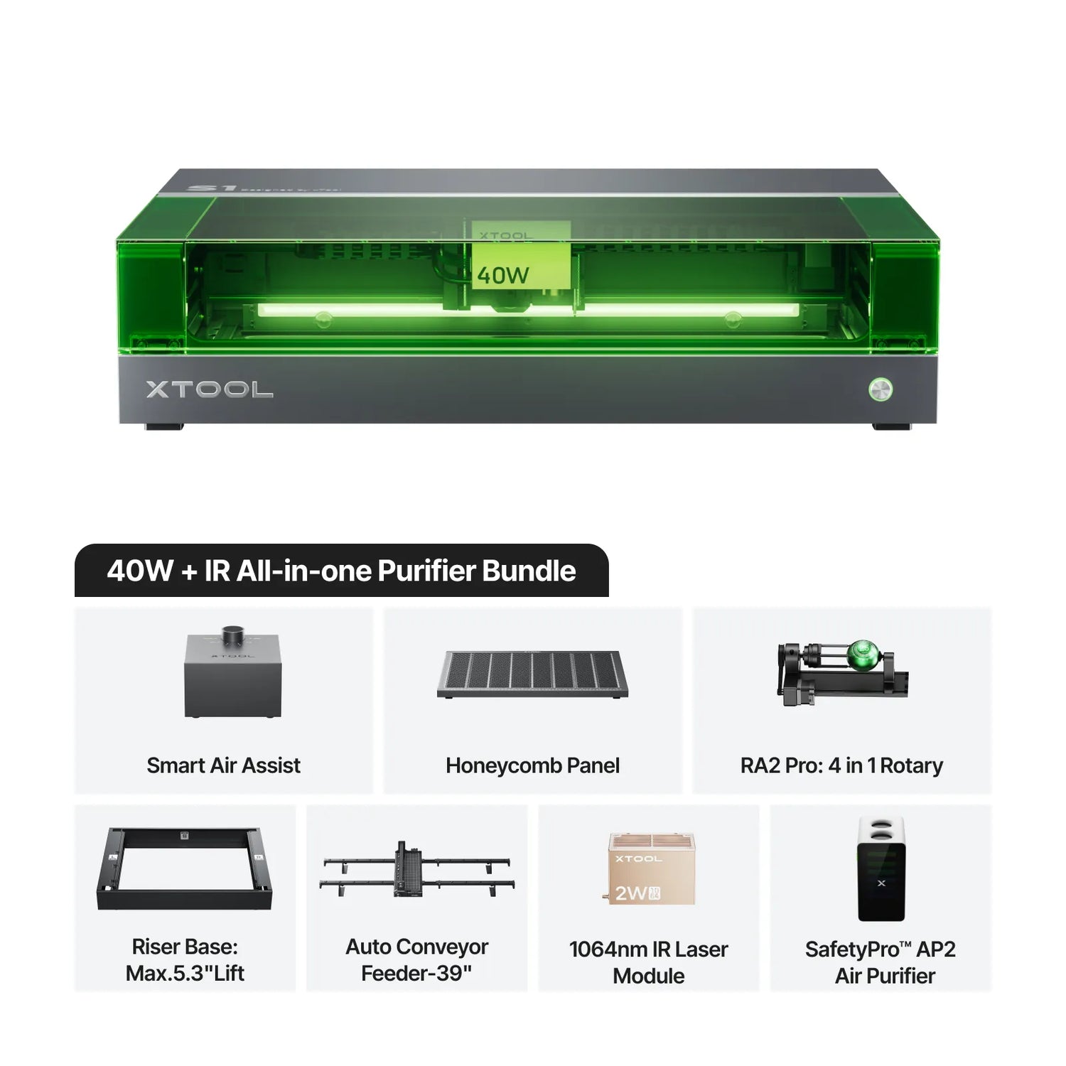 xTool S1 + 1064nm IR Laser Kit: Enclosed Diode Laser Engraver & Cutter xTool