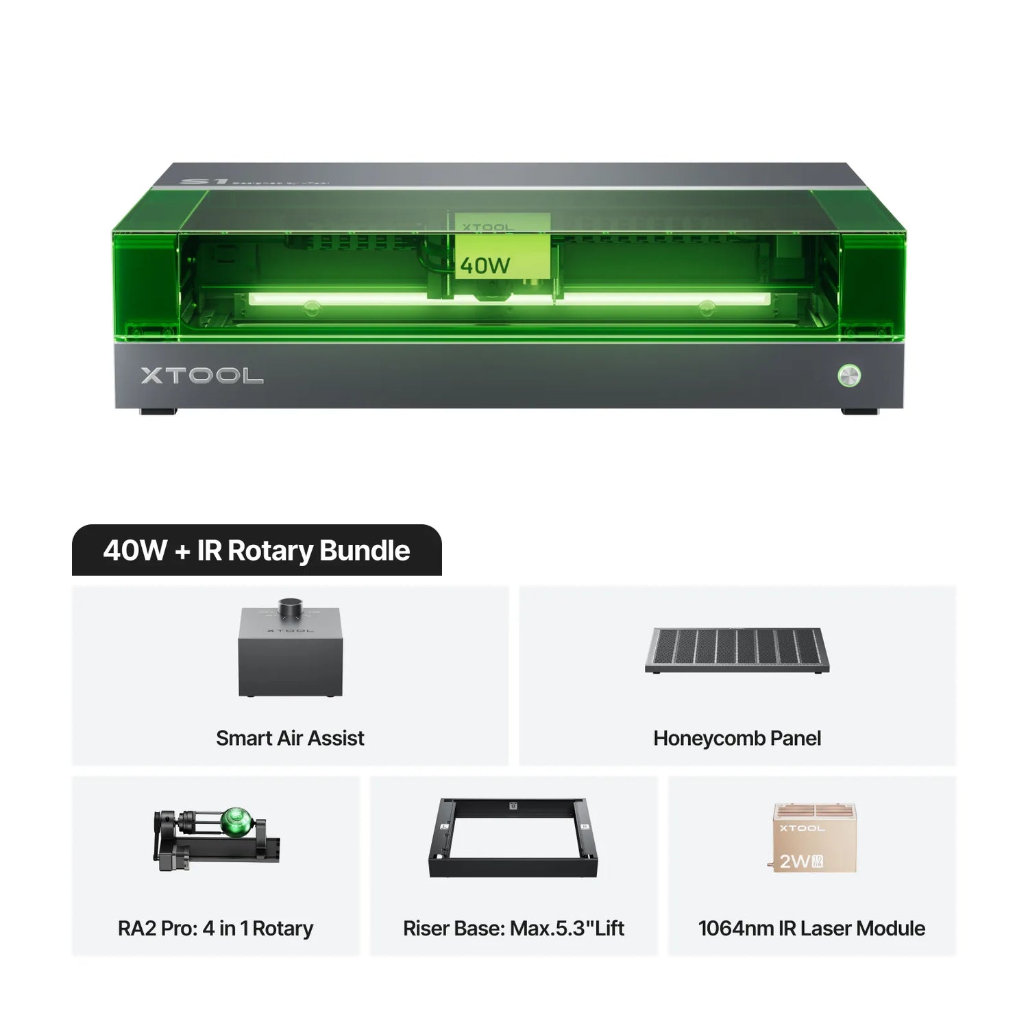 xTool S1 + 1064nm IR Laser Kit: Enclosed Diode Laser Engraver & Cutter xTool
