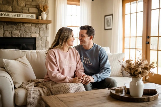 Matching Mr. and Mrs. Embroidery Sweatshirts – Couples Wedding Gift Set Underwood Creations