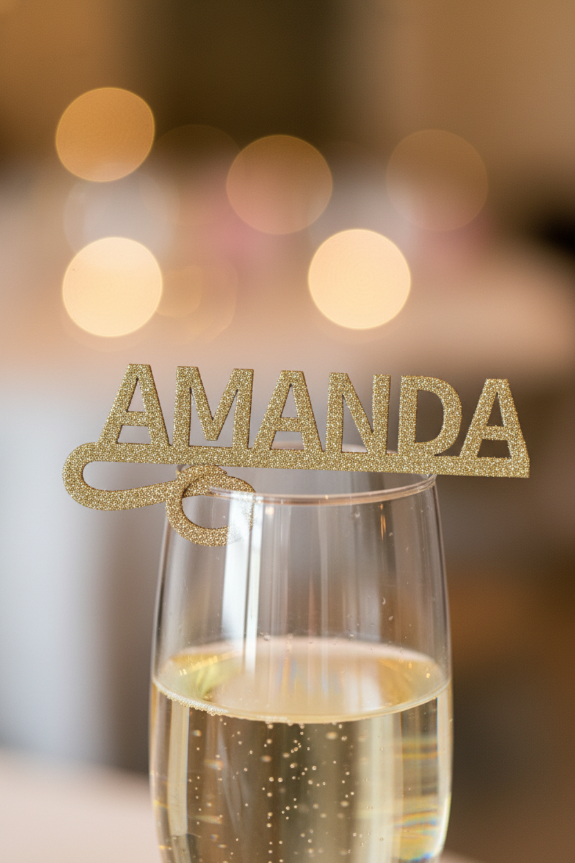 Personalized Laser Cut Wine Glass Name Tags