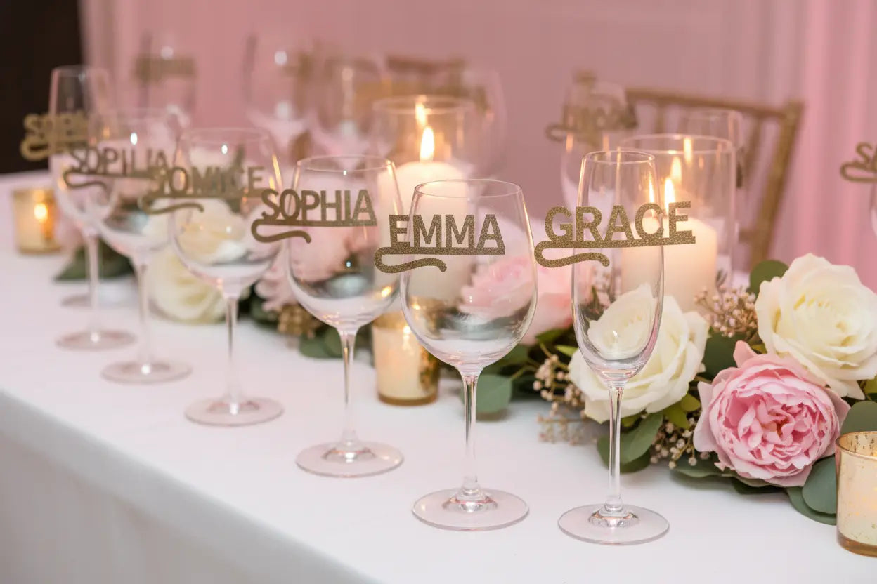 Personalized Laser Cut Wine Glass Name Tags Underwood Creations