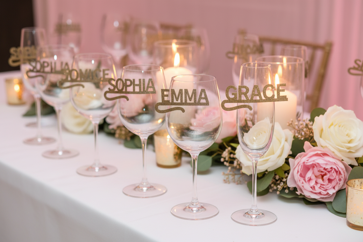 Personalized Laser Cut Wine Glass Name Tags