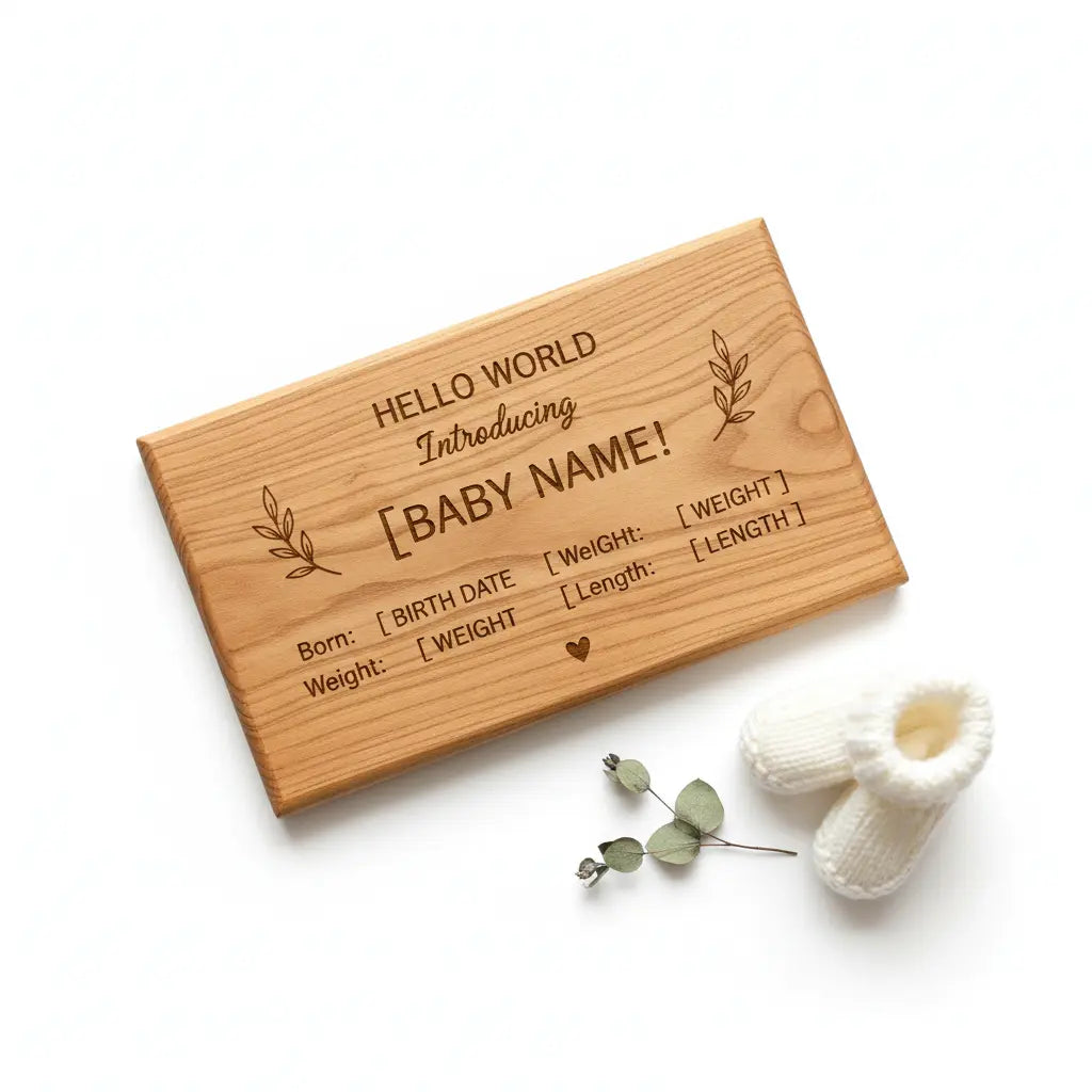 Baby Announcement Sign-Laser Engraved Underwood Creations