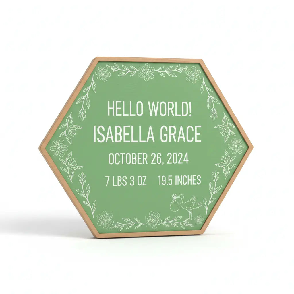 Baby Announcement Sign-Laser Engraved Underwood Creations