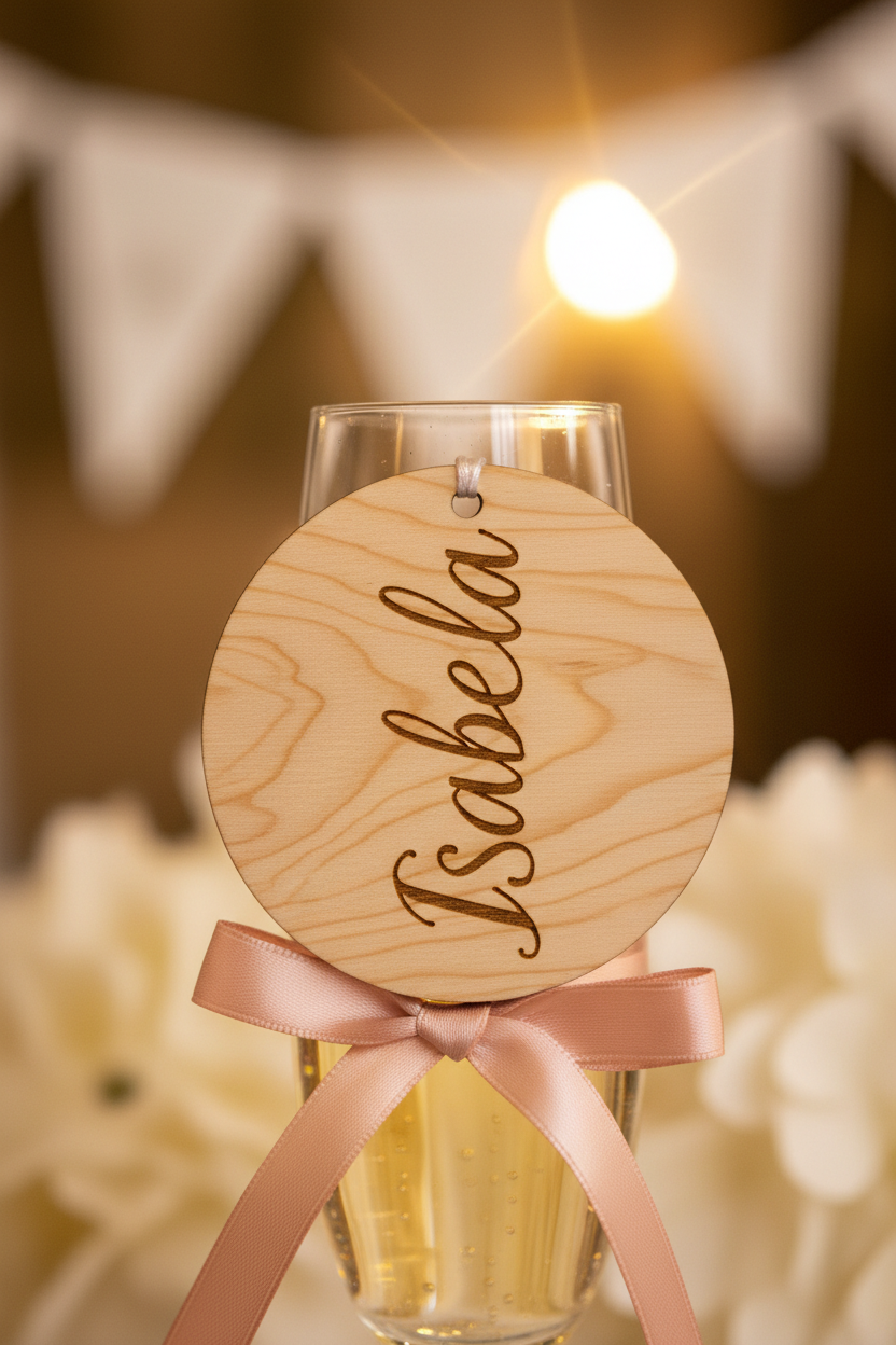 Personalized Laser Cut Wine Glass Name Tags
